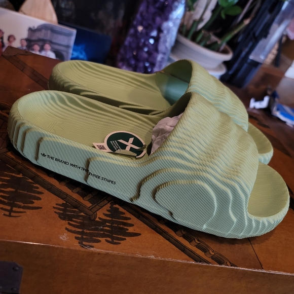 adidas Light Green Slide Sandals main image 6